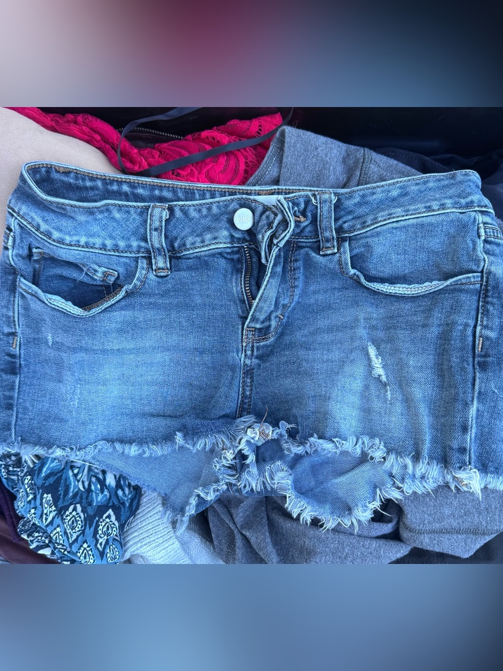 PINK Distressed jean shorts